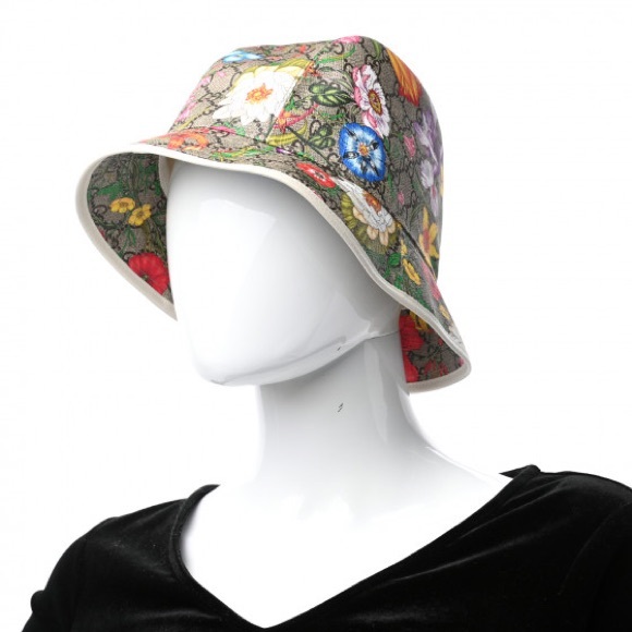 New GUCCI GG canvas Supreme Monogram Flora Bucket Hat size L - Picture 11 of 11